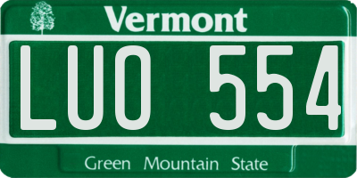 VT license plate LUO554