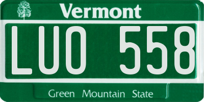 VT license plate LUO558