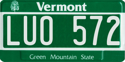 VT license plate LUO572