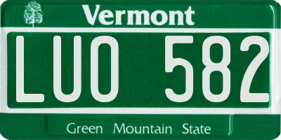 VT license plate LUO582