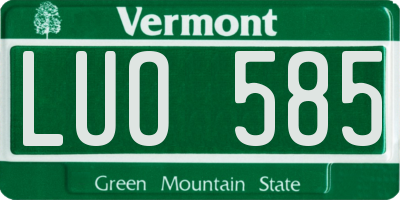 VT license plate LUO585