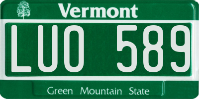 VT license plate LUO589