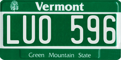 VT license plate LUO596