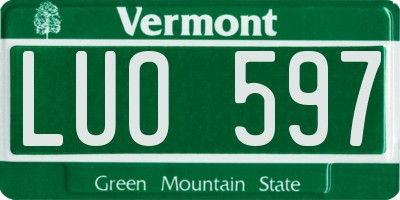 VT license plate LUO597