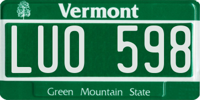 VT license plate LUO598