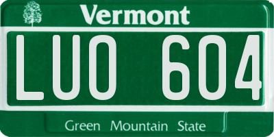 VT license plate LUO604
