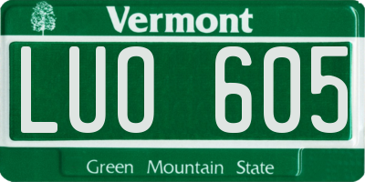 VT license plate LUO605