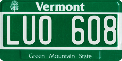 VT license plate LUO608