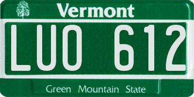 VT license plate LUO612