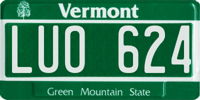VT license plate LUO624