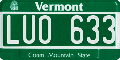 VT license plate LUO633