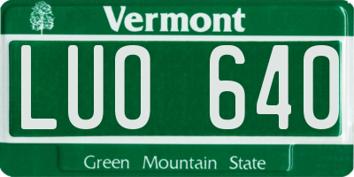 VT license plate LUO640