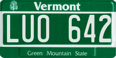 VT license plate LUO642