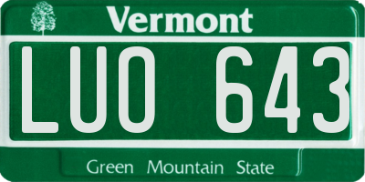 VT license plate LUO643