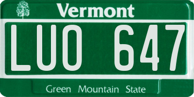 VT license plate LUO647