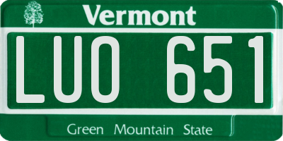 VT license plate LUO651