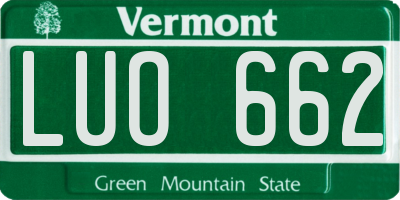 VT license plate LUO662