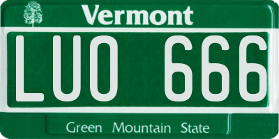 VT license plate LUO666