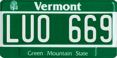 VT license plate LUO669