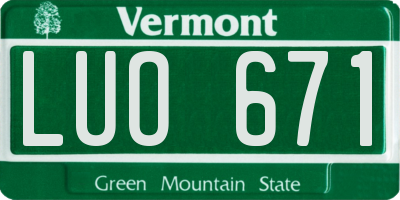 VT license plate LUO671
