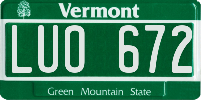 VT license plate LUO672