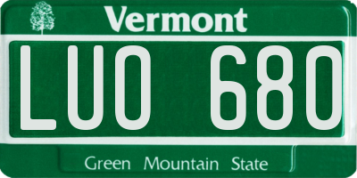 VT license plate LUO680