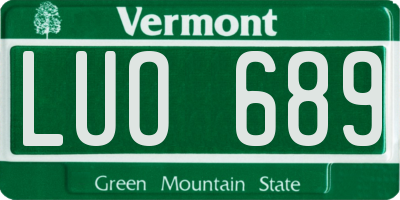 VT license plate LUO689