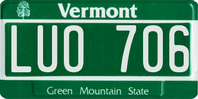 VT license plate LUO706