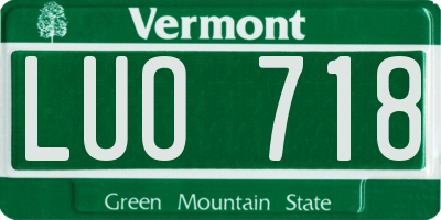 VT license plate LUO718