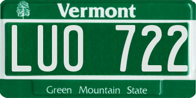 VT license plate LUO722