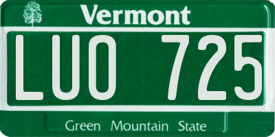 VT license plate LUO725