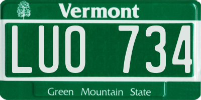 VT license plate LUO734