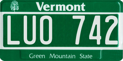VT license plate LUO742
