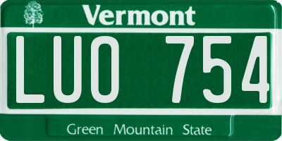 VT license plate LUO754