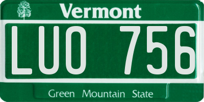 VT license plate LUO756