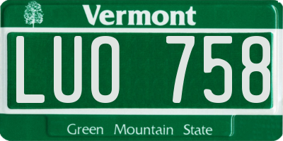 VT license plate LUO758