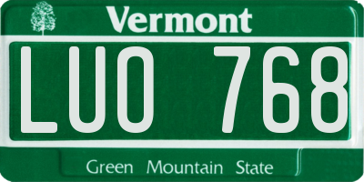 VT license plate LUO768