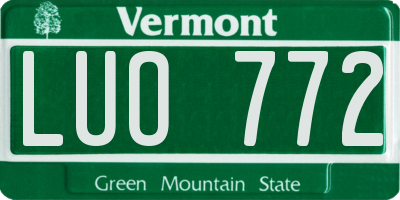 VT license plate LUO772