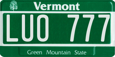 VT license plate LUO777