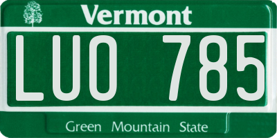 VT license plate LUO785
