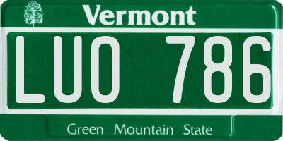 VT license plate LUO786