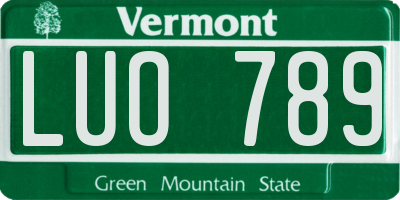 VT license plate LUO789