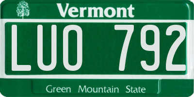 VT license plate LUO792