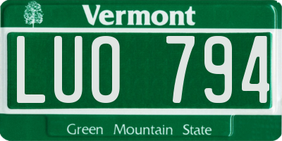 VT license plate LUO794