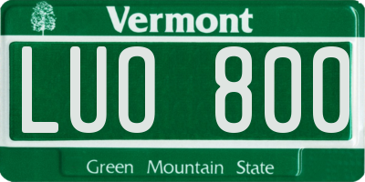 VT license plate LUO800