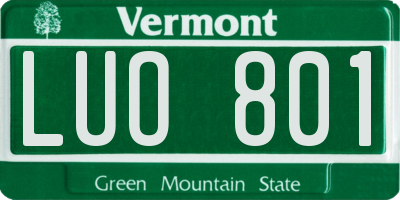 VT license plate LUO801