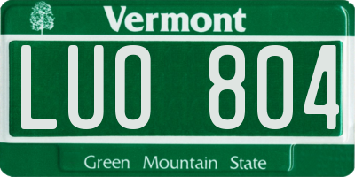 VT license plate LUO804