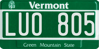VT license plate LUO805