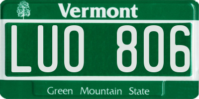 VT license plate LUO806