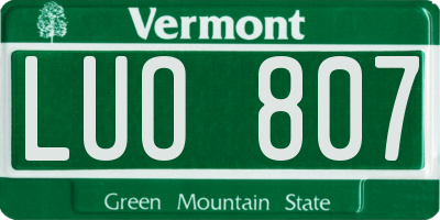 VT license plate LUO807